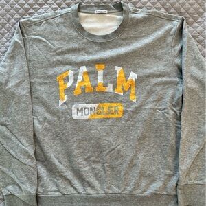 Moncler/Palm Angels Gray Sweatshirt with Yellow and White Logo EUC!!! GREAT DEAL